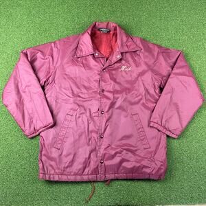 Vintage Sportsmaster Burgundy Snap Front Fleece Coach Jacket Sz M
